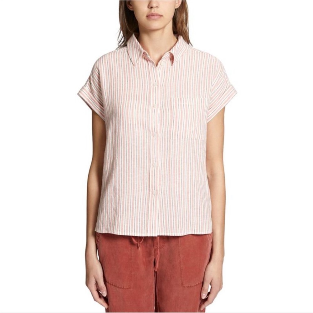 Sanctuary Striped Button Down Boyfriend Shirt | Size S